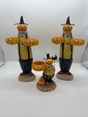 Yankee Candle Dual Tealight Candle Holder Halloween 2-12.5" Tall 1-6” Tall Lot 3